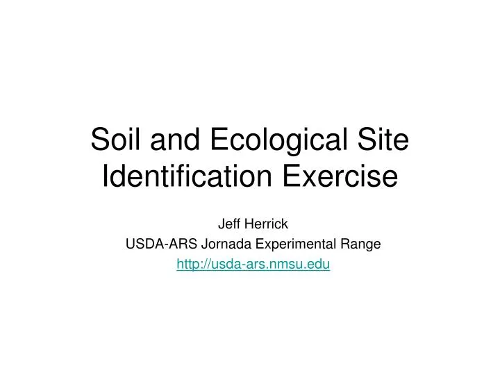 soil and ecological site identification exercise