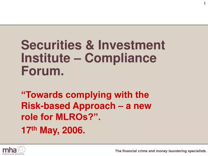 securities investment institute compliance forum