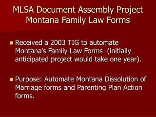 MLSA Document Assembly Project Montana Family Law Forms