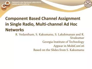Component Based Channel Assignment in Single Radio, Multi-channel Ad Hoc Networks