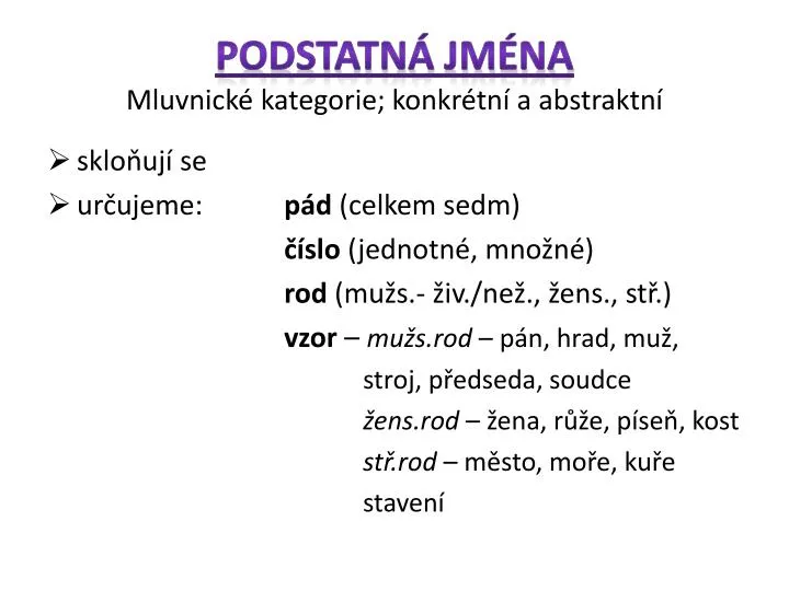 podstatn jm na mluvnick kategorie konkr tn a abstraktn