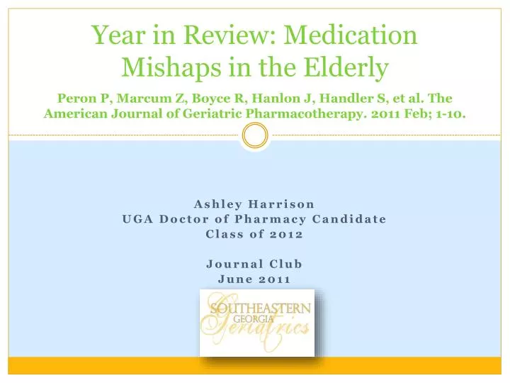 ashley harrison uga doctor of pharmacy candidate class of 2012 journal club june 2011