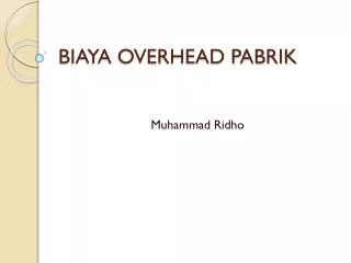 biaya overhead pabrik