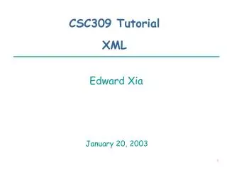 CSC309 Tutorial XML