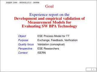Object ESE Process Model for TT Purpose Exchange, Feedback, Verification