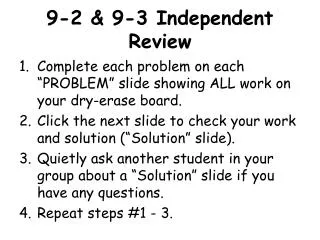 9-2 &amp; 9-3 Independent Review