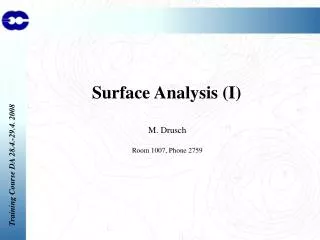 Surface Analysis (I)