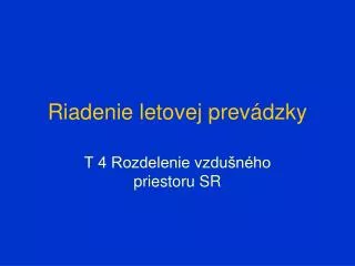 riadenie letovej prev dzky