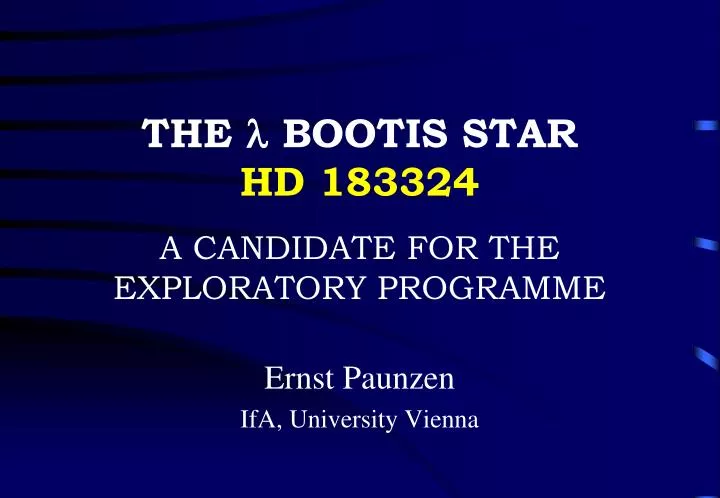 the l bootis star hd 183324 a candidate for the exploratory programme