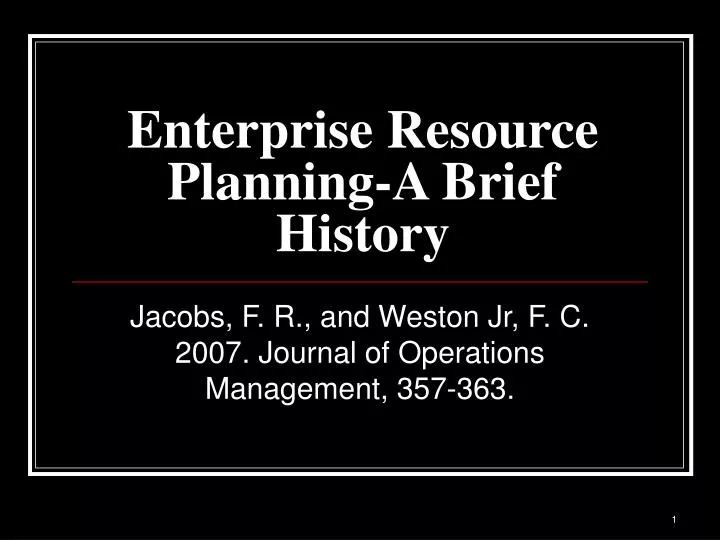 enterprise resource planning a brief history