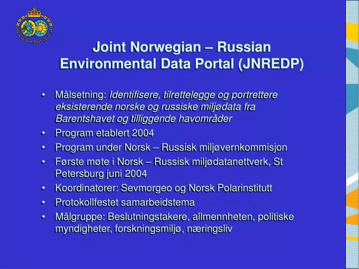joint norwegian russian environmental data portal jnredp
