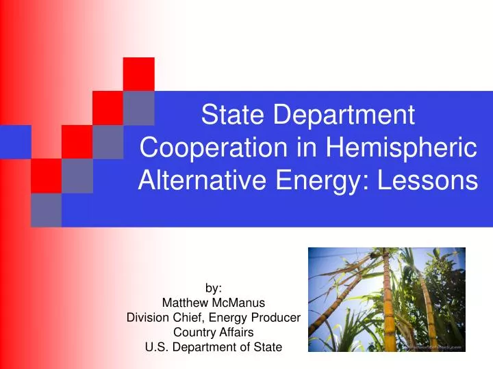 state department cooperation in hemispheric alternative energy lessons