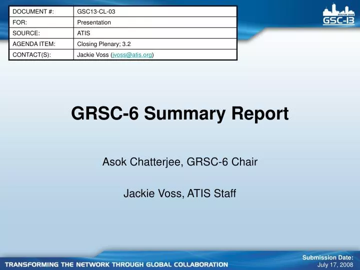 grsc 6 summary report