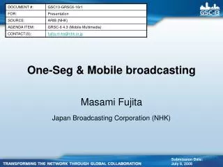 One-Seg &amp; Mobile broadcasting
