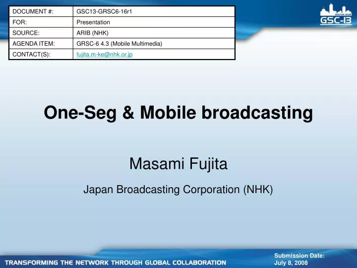one seg mobile broadcasting