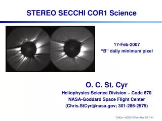 STEREO SECCHI COR1 Science