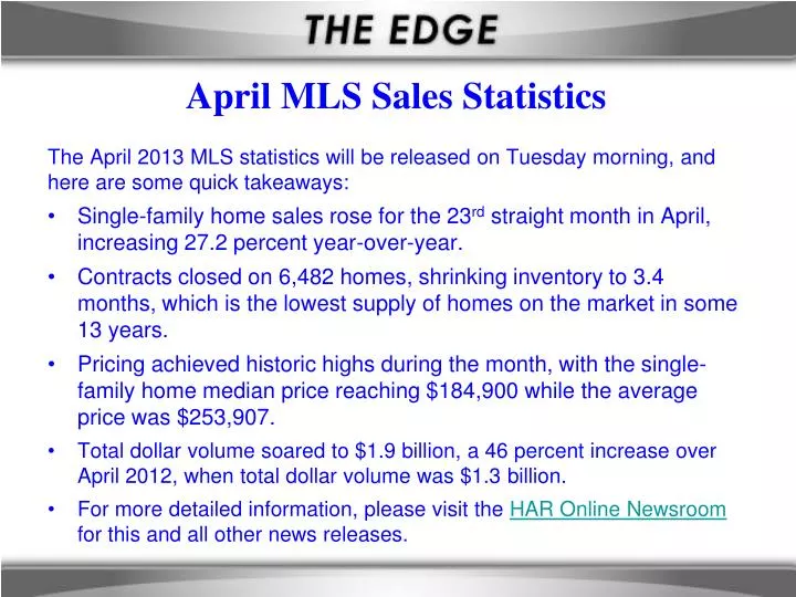 april mls sales statistics