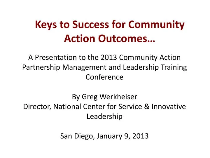 keys to success for community action outcomes