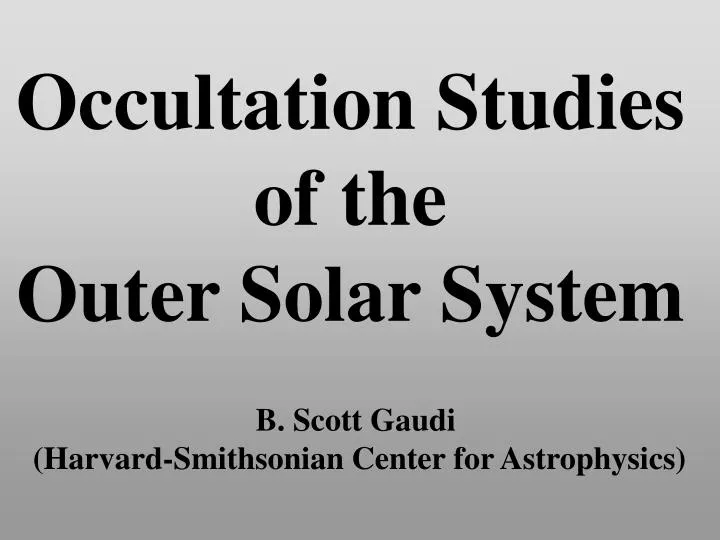occultation studies of the outer solar system