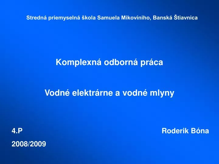 komplexn odborn pr ca vodn elektr rne a vodn mlyny