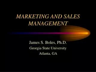 MARKETING AND SALES MANAGEMENT