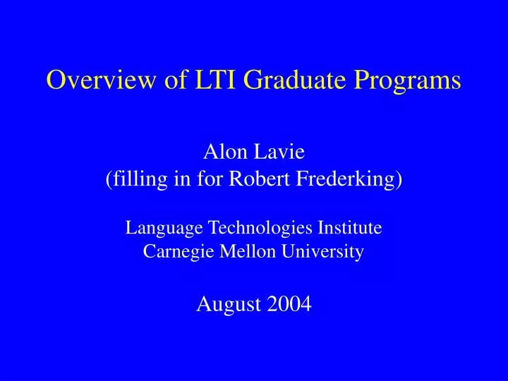 overview of lti graduate programs