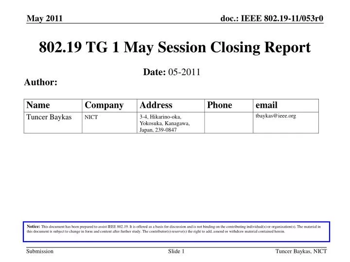 802 19 tg 1 may session closing report