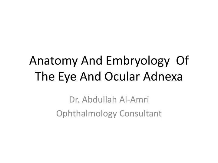 anatomy and embryology of the eye and ocular adnexa