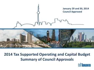 2014 Tax Supported Operating and Capital Budget Summary of Council Approvals