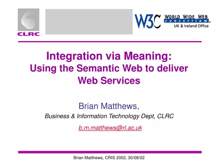 integration via meaning using the semantic web to deliver web services