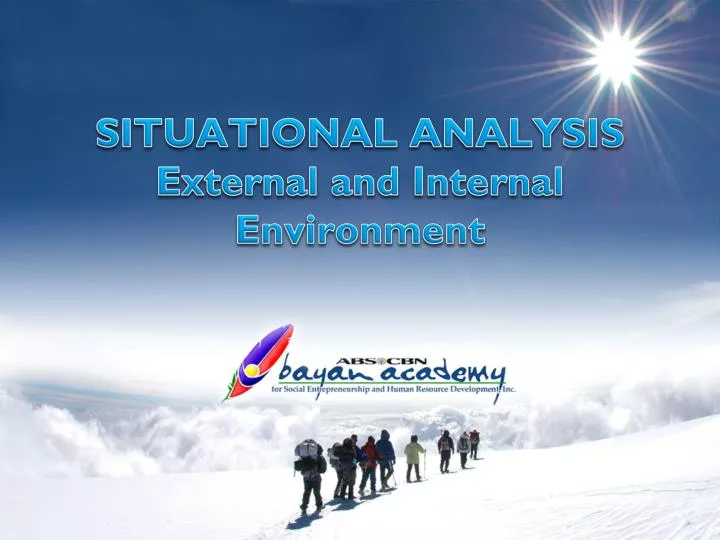situational analysis external and internal environment