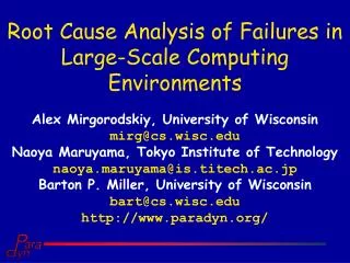 Root Cause Analysis of Failures in Large-Scale Computing Environments