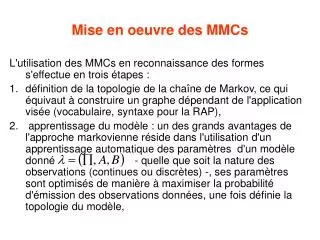 mise en oeuvre des mmcs