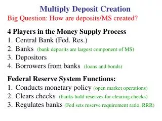 Multiply Deposit Creation Big Question: How are deposits/MS created?