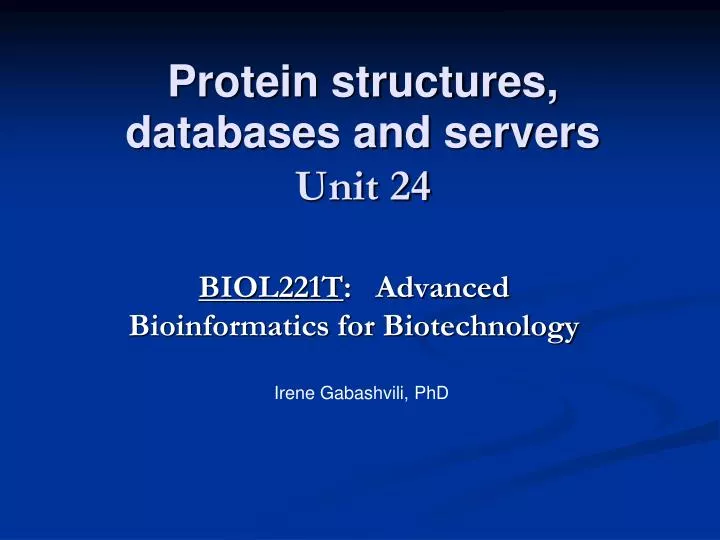 protein structures databases and servers unit 24