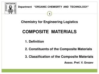 Chemistry for Engineering Logistics composite materials 1. Definition
