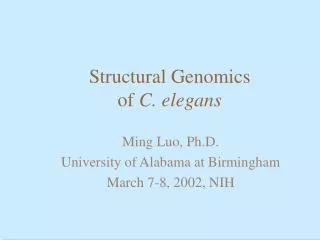 Structural Genomics of C. elegans