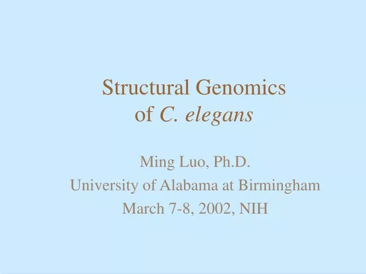 structural genomics of c elegans