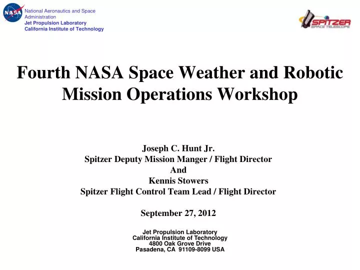 fourth nasa space weather and robotic mission operations workshop