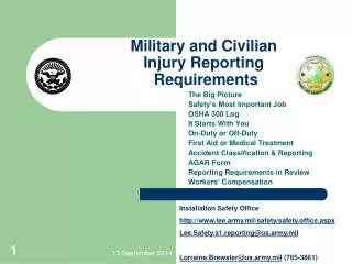 Military and Civilian Injury Reporting Requirements