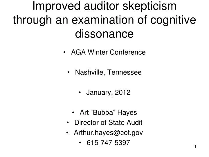 improved auditor skepticism through an examination of cognitive dissonance