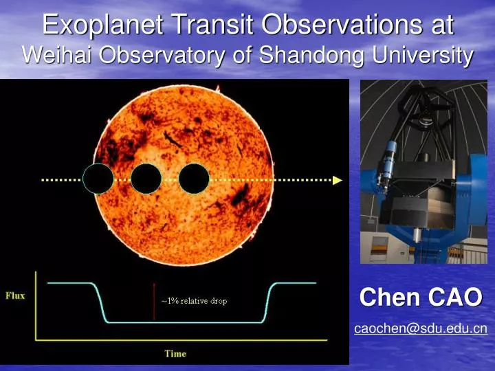 exoplanet transit observations at weihai observatory of shandong university