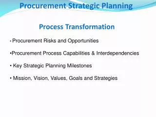 Procurement Strategic Planning Process Transformation
