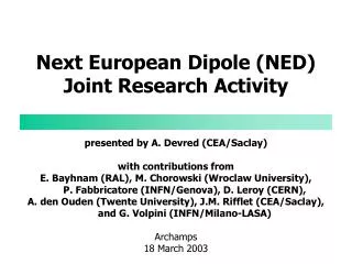 Next European Dipole (NED) Joint Research Activity