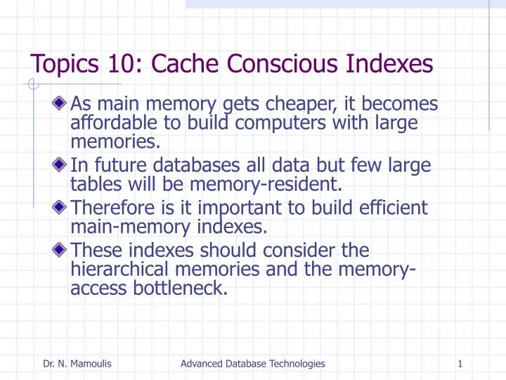 topics 10 cache conscious indexes