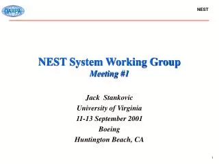 NEST System Working Group Meeting #1