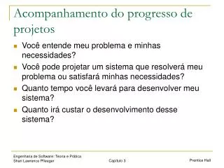 acompanhamento do progresso de projetos