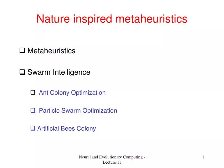 nature inspired metaheuristics