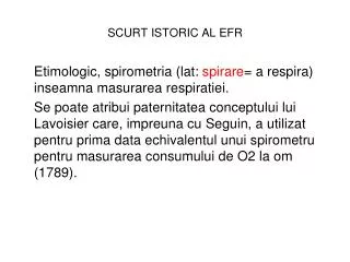scurt istoric al efr
