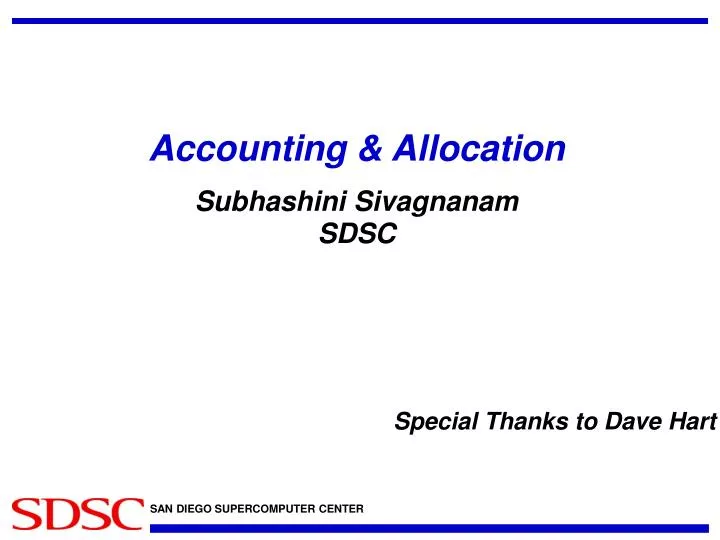 accounting allocation subhashini sivagnanam sdsc